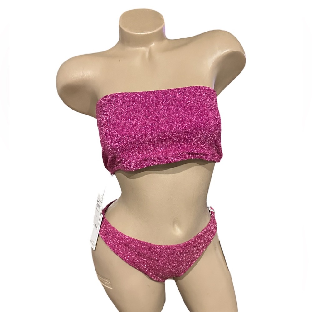 Good American Sparkle Better Bikini Set Sz 3/Large NEW NWT Hawaiian Pink